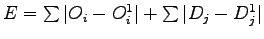 $E= \sum{\vert O_i - O_i^1\vert}+\sum{\vert D_j - D_j^1\vert}$