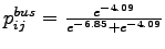 $p_{ij}^{bus} =\frac{e^{-4.09}}{{e^{-6.85}+e^{-4.09}}}$