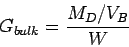 \begin{displaymath}
{G_{bulk}}=\frac{{M_D}/{V_B}}{W}
\end{displaymath}