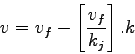\begin{displaymath}
v = v_f -\left[\frac{v_f}{k_j}\right].k
\end{displaymath}