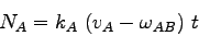 \begin{displaymath}
N_A=k_A&nbsp;(v_A-\omega_{AB})&nbsp;t
\end{displaymath}