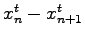 $x_n^t-x_{n+1}^t$