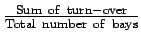 $\frac{\mathrm{Sum of  turn-over}}{{\mathrm{Total  number 
of  bays}}}$