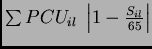 \ensuremath{\sum{}PCU_{il} \left\vert{1-\frac{S_{il}}{65}}\right\vert}