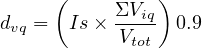       (         )
d   =  Is× ΣViq  0.9
 vq         Vtot
         