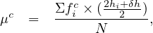 μc  =  Σfic×-(2hi+2δh),
             N
