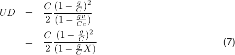 UD   =  C2 ((11---CggvCg)c2)2
     =  C--(1---Cg)--                        (7)
         2(1- C-X )
