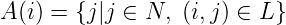 A (i) = {j|j ∈ N, (i,j) ∈ L}