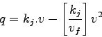 \begin{displaymath}
q = k_j.v -\left[{\frac{k_j}{v_f}}\right] v^2
\end{displaymath}