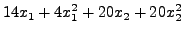$\displaystyle 14x_1+4x^2_1+20x_2+20x^2_2$