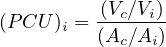           (Vc∕Vi)
(PCU )i = (A-∕A-)
            c  i
